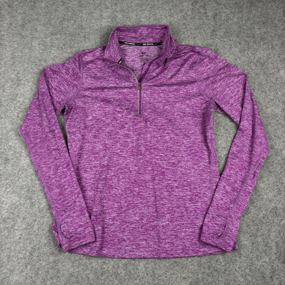 Nike Running Pullover Womens Medium Purple Dri-Fit Quarter Zip Thumbholes
